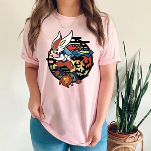 Cinderace Fireball Pokemon Comfort Colors Shirt, Cinderace Circle Logo Shirt, Fire Type Poke Shirt, Pokemon Lover Tee, cadeau voor animeliefhebbers afbeelding 2