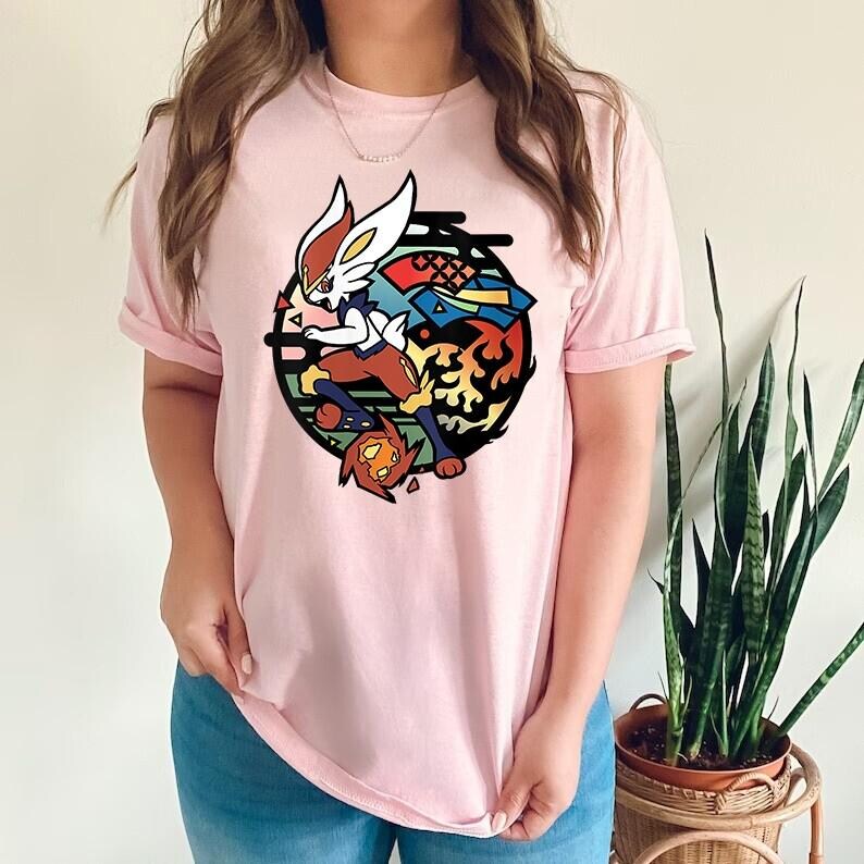 Cinderace Fireball Pokemon Comfort Colors Shirt, Cinderace Circle Logo Shirt, Fire Type Poke Shirt, Pokemon Lover Tee, cadeau voor animeliefhebbers afbeelding 2