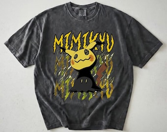 Camiseta Comfort Colors Mimikyu, camiseta gráfica de Mimikyu Ghost, camiseta de anime retro de los 90, camiseta Pokémon estilo desgastado, regalos únicos y atrevidos para gamers.