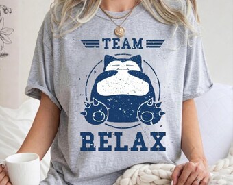 Snorlax Team Relax Shirt Comfort Colors Tee, Funny Sleepy Anime T-Shirt, Snorlax Lover Gift, Vintage Distressed Top, Gift for Gamer
