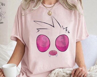 Camiseta con la cara de Venonat en colores cómodos, camiseta gráfica de Pokémon, top de estilo anime urbano, camiseta extragrande en tonos pastel, regalo para ella, regalo para gamers.