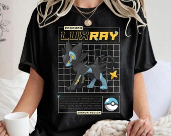 Luxray Sinnoh Region Comfort Colors Shirt,  Retro Anime Apparel, Vintage Style Pokemon T-Shirt, Gift for Pokemon Fans, Streetwear Top