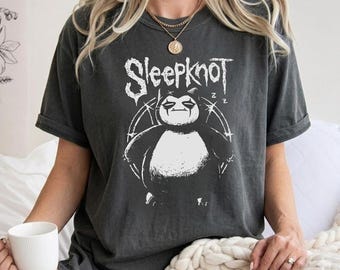 Comfort Colors Grappig Snorlax X Sleepknot-T-shirt met grafische print. Retro T-shirt met zakmonsters, anime- en mangacadeaus heren-damesshirt uniseks