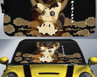 Mimikyu Pokemon Car Sun Shade, Anime Windshield Sunshade, Ghost Type Auto Visor, Gift for Pokemon Fan, Folding Sun Protector, Japanese Decor