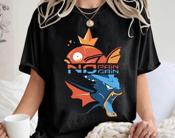 Magikarp Gyarados Comfort Colors Shirt, No Pain No Gain Gym Tee, Fitness Evolution T-Shirt, Retro Anime Top, Gift for Gamer, Workout Clothes