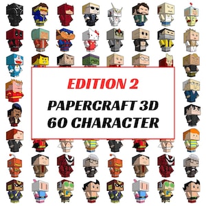 Edición 2 / Papercraft 3D: 60 modelos de personajes / Diseños imprimibles (SVG, PNG, PDF)
