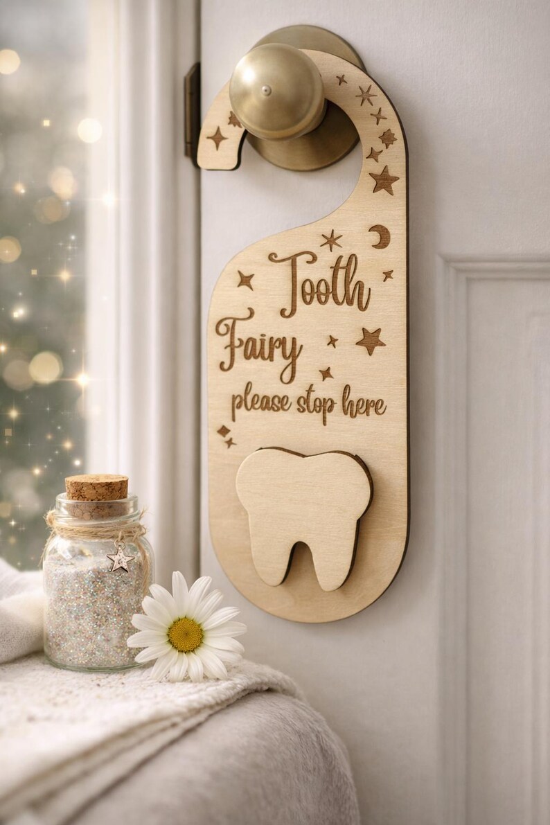 Personalized Tooth Fairy Door Hanger | Engraved Plywood Keepsake - Etsy
