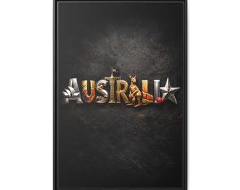Australia Typographic Canvas Framed