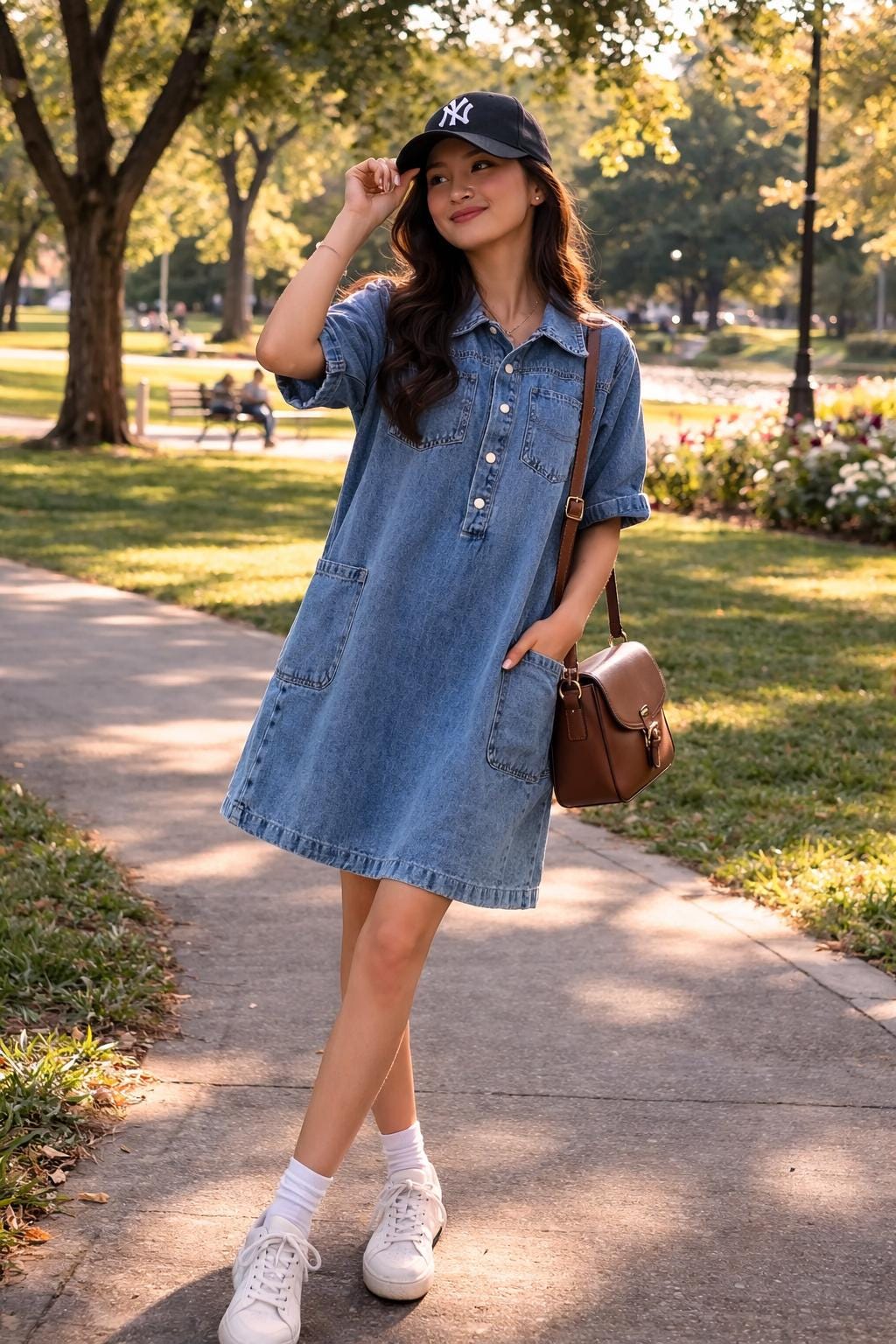 knee length dress with jeans Denim Made from low