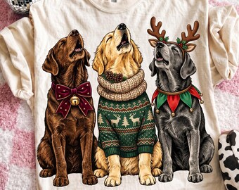 Christmas Dogs PNG | Howling Reindeer Dog Christmas Design | Holiday Dog Lover Shirt Sublimation | Retro Xmas Digital Download