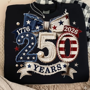 Parche de lazo patriótico de EE. UU., 250.º aniversario, PNG / 1776-2026 / Diseño de sublimación de mezclilla desgastada / Semiquincentenario, PNG