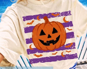 Distressed vintage pumpkin png,preppy stripes halloween sublimation,coquette haunted design ,trending fall design
