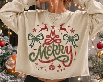 Merry Christmas PNG | Retro Christmas Bow Design | Reindeer Holiday Shirt Sublimation | Vintage Xmas Digital Download