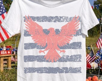 Distressed  Eagle with Stripes Tee | Vintage Patriotic Shirt Grunge Patriotic Shirt ,USA 250th Anniversary 1776 2026 Independence