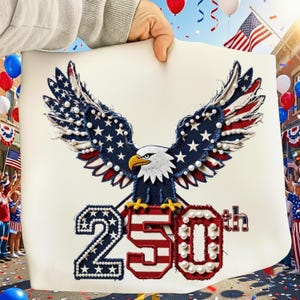 USA 250th eagle independence day patriotic denim distressed patchwork pearl png,America eagla png ,Usa anniversary shirt design
