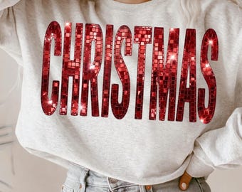 Christmas Disco Ball PNG | Red Mirror Mosaic Christmas Design | Retro Holiday Shirt Sublimation | Sparkle Xmas Digital Download
