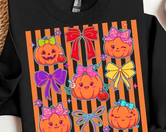 Preppy stripes coquette bow pumpkin png,vinatge pumpkin png,fall Bow Pumpkin Striped PNG, Preppy Floral Pumpkin Trending Sublimation