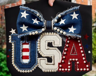 America 250th Anniversary PNG | 1776-2026 Patriotic Bow Patch| Distressed Denim USA 250 Years Sublimation Design | Semiquincentennial PNG