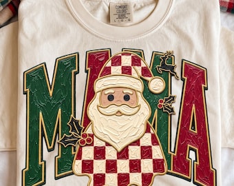 Christmas Mama PNG | Retro Christmas Mom Shirt Design | Mama Holiday Sublimation | Cute Xmas Digital Download