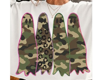 Camo Ghost Halloween PNG | Camouflage Spooky Ghost Sublimation | Hunting Halloween Shirt Design | Spooky Season Fall PNG