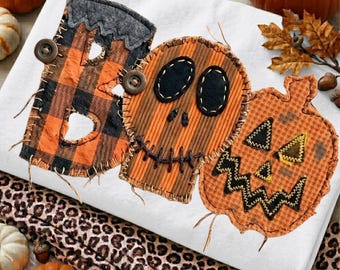 Spooky Season BOO Png, Vintage Halloween  Png, Trendy Halloween PNG,Halloween Shirt designs,Distressed patchwork fall season Halloween PNG,