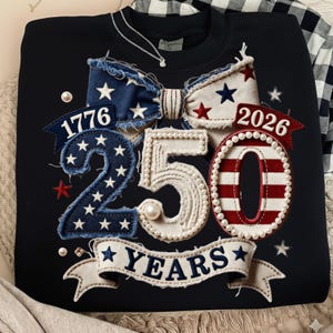 America 250th Anniversary PNG | 1776-2026 Patriotic Bow Patch| Distressed Denim USA 250 Years Sublimation Design | Semiquincentennial PNG