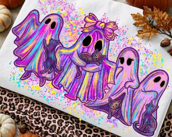 Preppy ghost Coquette Png, Brushstroke Halloween Ghost Bow Png, Neon Pumpkin Png, Spooky Season Sublimation Design, Fall  Digital Download