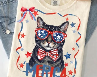 Patriotic merica cat png,preppy usa independence digital download ,4th july coquette stars png