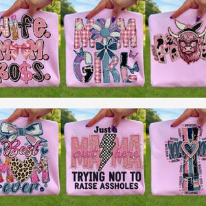 Mors dag Png-paket denim vintage lapptäcke kokett rosett bästa mamma någonsin, mamma flicka blommig Jesus mamma mors dag sublimering