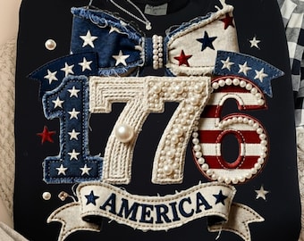 1776 America PNG,4th Of July Png Sublimation Design,Patriotic Independence Day Png,1776 Png,Vintage USA Flag Png,Patchwork denim America Png