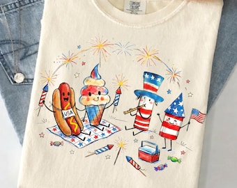 Icecream, fireworks, hotdog usa png, USA shirt design for kids, Funny american sublimation
