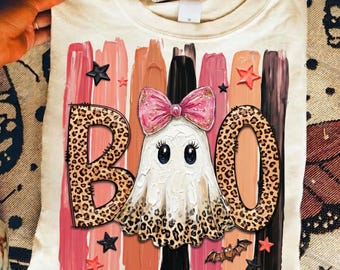 Boo stripes coquette png,Halloween brushstroke bow png,Fall preppy gost sublimation,leapord fall trendy digital download