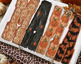 Patchwork effetto invecchiato MAMA png, design di maglietta di Halloween in pizzo, sublimazione di una placca di zucca, download digitale vintage di tendenza per Halloween