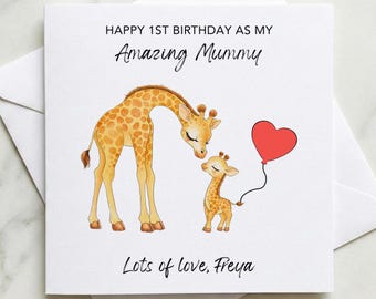 Tarjeta de feliz primer cumpleaños para mamá, tarjeta de cumpleaños para mamá por su embarazo/hijo/hija, tarjeta para esposa por su bebé.