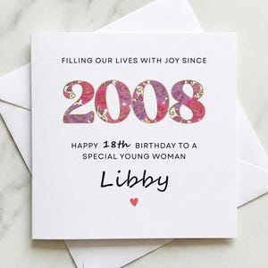 18th Birthday Card, 18 Card for Her, Personalised Card, 18th Birthday Card for Daughter, Granddaughter, Sister, Niece, Goddaughter, Friend