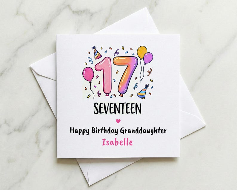17th Birthday Card, 17 Birthday Card for Girl, Birthday Card for Her ...
