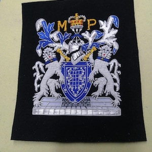 Heraldic Coat of Arms Embroidery | Royal Lion Crest Badge | Crown Shield Military Uniform Emblem