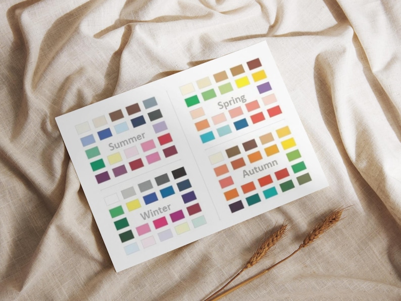 Seasonal Color Palette Chart Printable Wall Art 4 Season Color Analysis ...