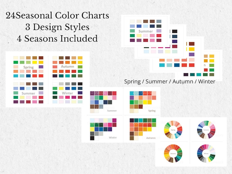 Seasonal Color Palette Chart Printable Wall Art 4 Season Color Analysis ...