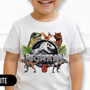 Personalized Boy Birthday Shirt, Dinosaur Theme Party, Family Matching Tee, Gift for Kids, Unisex Tee, All Sizes HL78