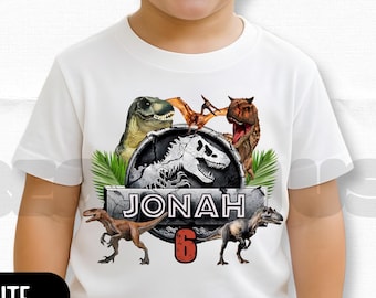 Personalized Boy Birthday Shirt, Dinosaur Theme Party, Family Matching Tee, Gift for Kids, Unisex Tee, All Sizes HL78