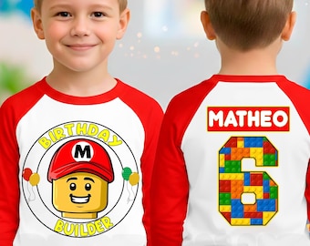 Custom Birthday Builder Shirt, Personalized Building Birthday Shirt, Birthday Toddler Tee, Gift for kids, All sizes DV41