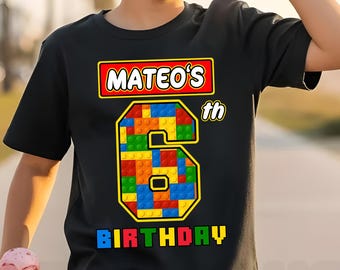 Custom Birthday Builder Shirt, Personalized Building Blocks Birthday Shirt, Birthday Toddler Blocks Tee, Gift for kids, All sizes DV71