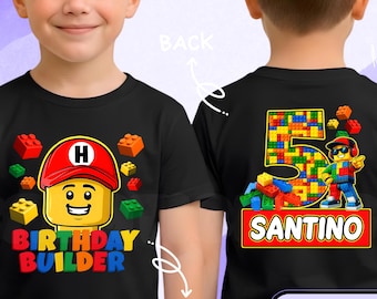 Custom Birthday Builder Shirt, Personalized Building Blocks Birthday Shirt, Birthday Toddler Blocks Tee, Gift for kids, All sizes HL80