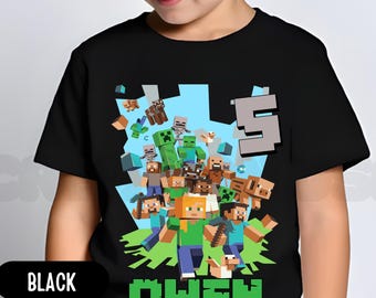 Custom Game Birthday Shirt, Mine Birthday Party Theme, Personalized Family Tee, Gifts boy KC22