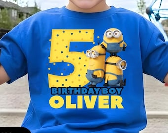 Custom Birthday Boy Shirt, Mini Yellow Birthday Party Theme, Personalized Family Birthday Party Tee, Gifts for Birthday, All Sizes HL60