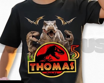 Personalized Boy Birthday Shirt, Dinosaur Theme Party, Family Matching Tee, Gift for Kids, Unisex Tee, All Sizes HL120