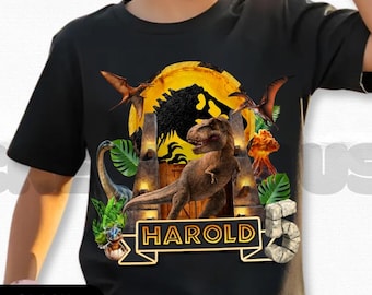 Personalized Boy Birthday Shirt, Dinosaur Theme Party, Family Matching Tee, Gift for Kids, Unisex Tee, All Sizes KC70
