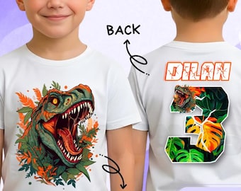 Personalized Boy Birthday Shirt, Dinosaur Theme Party, Family Matching Tee, Gift for Kids, Unisex Tee, All Sizes DV03