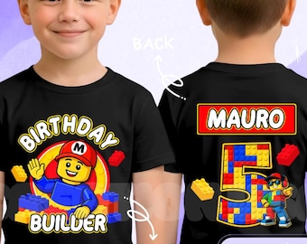 Custom Birthday Builder Shirt, Personalized Building Blocks Birthday Shirt, Birthday Toddler Blocks Tee, Gift for kids, All sizes HL134
